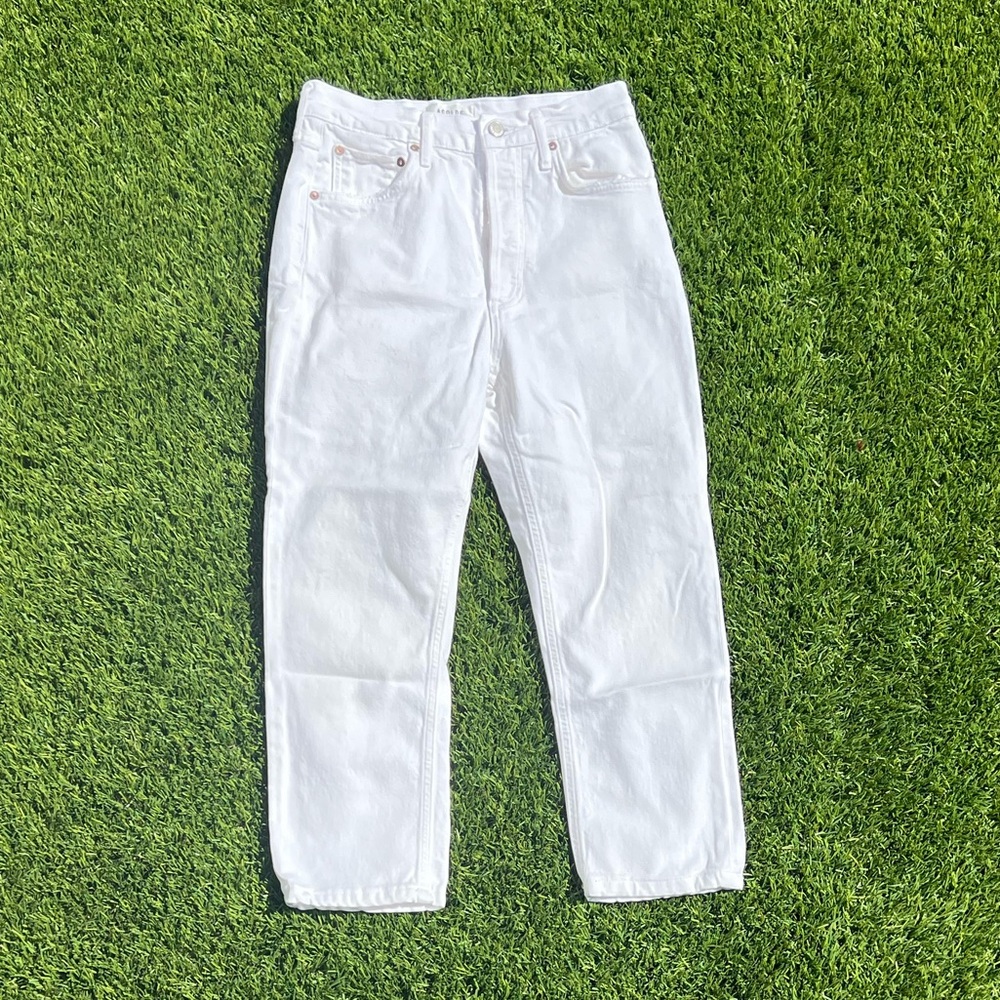 Agolde Riley Crop Straight Jeans in Sour Cream size 26 white